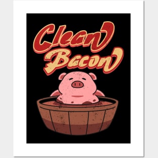 Retro Funny Pig Barbeque Smoker I Love Pigs Clean Bacon Joke Posters and Art